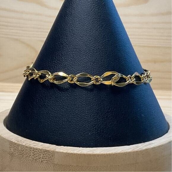 Ann Klein Gold-Tone Link Bracelet With Lobster Clasp & Logo Charm - Picture 1 of 3